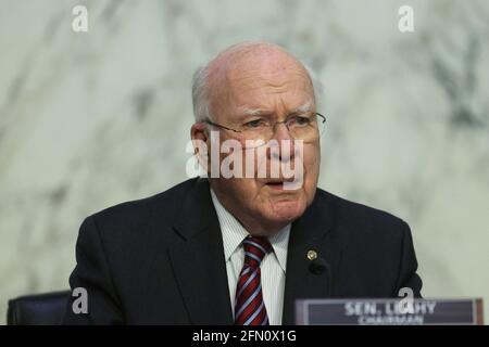 Washington, États-Unis. 12 mai 2021. Le président du Comité, le sénateur Patrick Leahy (D-VT), prend la parole lors d'une audience devant le Comité des crédits du Sénat au Hart Senate Office Building, le 12 mai 2021, à Capitol Hill, à Washington, DC, États-Unis. Le comité a tenu une audition sur « l'extrémisme violent aux États-Unis ». Photo par Alex Wong/Pool/ABACAPRESS.COM crédit: Abaca Press/Alay Live News Banque D'Images