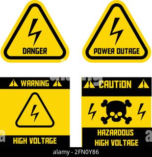 Signe de haute tension. Signe de danger. Coupure de courant. Attention haute tension dangereuse. Vecteur Illustration de Vecteur