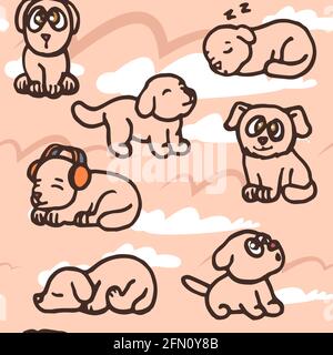 Chiens. Illustration parfaite. Style d'esquisse de dessin animé. Main contour dessin joyeux animal drôle. Vecteur Illustration de Vecteur
