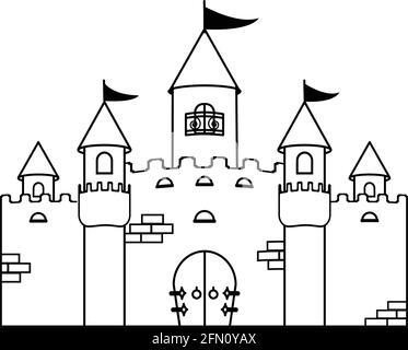 Livre de coloriage. Château de la princesse de fées. Feuille de travail d'activité enfants. Jeu d'art pour enfants. Illustration vectorielle. Illustration de Vecteur