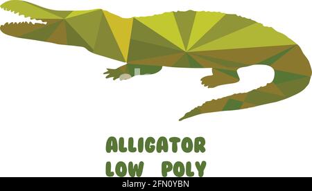 Alligator. Illustration vectorielle polygonale isolée sur fond blanc. Faible teneur en poly Illustration de Vecteur