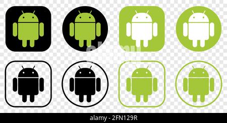 Vinnytsia, Ukraine - 11 mai 2021 : ensemble du logo Android. Système d'exploitation mobile pour smartphones, tablettes, ordinateurs et autres périphériques. Vecteur illustrat Illustration de Vecteur