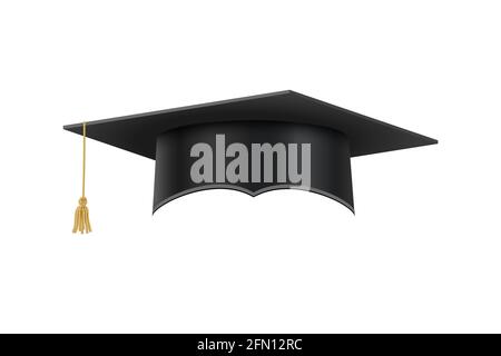 Cap académique pour la cérémonie de remise des diplômes dans le secondaire, le collège ou l'université. Chapeau d'éducation isolé sur blanc. Elément de conception vectoriel. Illustration de Vecteur