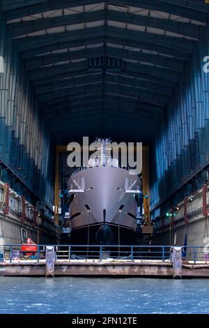 Allemagne Hambourg Construction navale dans le nord de l'Elbe sur un grand chantier naval spécialisé dans la construction navale à fer. Banque D'Images