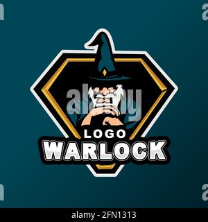 Logo Warlock dans le style moderne du badge Illustration de Vecteur