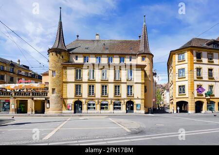 Place des Halles à Neuchâtel, Suisse. Banque D'Images