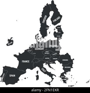 Carte politique de 27 États membres de l'Union européenne, de l'UE après le brexit en 2020. Illustration simple à vecteur plat Illustration de Vecteur