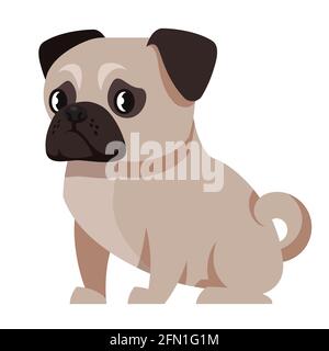 Vue latérale du pichet assis. Adorable animal de compagnie de style dessin animé. Illustration de Vecteur