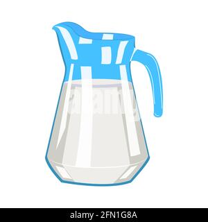 lait dans un pot en verre, d'origine animale ou végétale. vecteur isolé sur fond blanc Illustration de Vecteur