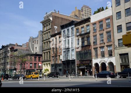 NEW YORK CITY, ÉTATS-UNIS - 25 mai 2015 : maisons et rues de Tribeca, Manhattan - New York City Banque D'Images