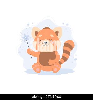 Panda rouge mignon. Illustration de concept d'animal de bébé pour la pépinière, personnage pour les enfants Illustration de Vecteur