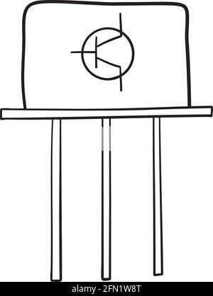 Icône transistor. Conception d'esquisse dessinée à la main. Illustration vectorielle. Illustration de Vecteur