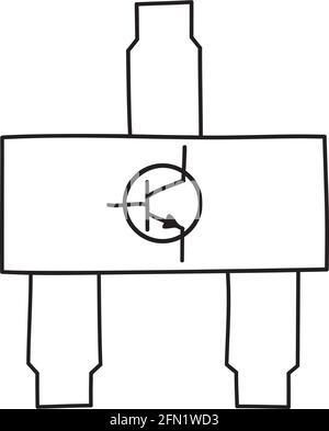 Icône transistor CMS. Conception d'esquisse dessinée à la main. Illustration vectorielle. Illustration de Vecteur