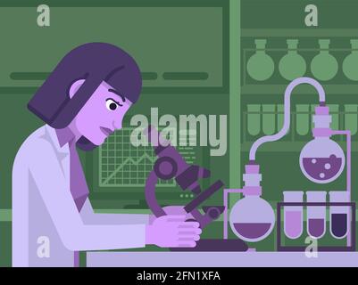 Femme scientifique Working in Laboratory Illustration de Vecteur