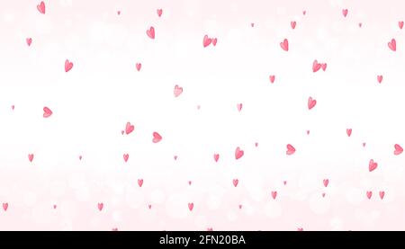 Arrière-plan de l'illustration du cœur abstrait. Motif coeur rouge sur fond blanc avec lumières bokeh Banque D'Images