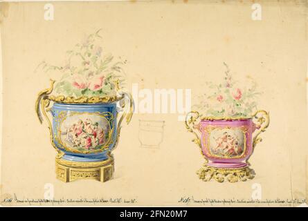 Design pour deux pots de fleurs de porcelaine de Sèvres 19e siècle Anonyme, Français, 19e siècle Banque D'Images