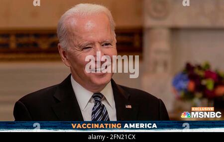 Washington, District de Columbia, États-Unis. 12 mai 2021. Le président JOE BIDEN est interviewé par Lawrence O'Donnell lors de la Mairie de MSNBC, ''la vaccination de l'Amérique. Crédit : MSNBC/ZUMA Wire/Alay Live News Banque D'Images