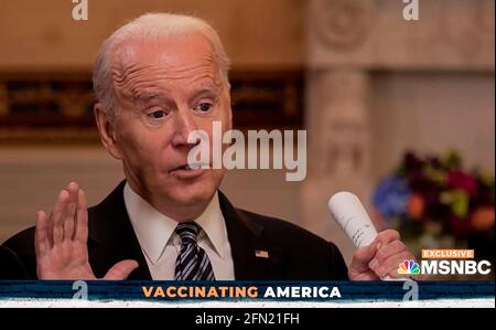 Washington, District de Columbia, États-Unis. 12 mai 2021. Le président JOE BIDEN est interviewé par Lawrence O'Donnell lors de la Mairie de MSNBC, ''la vaccination de l'Amérique. Crédit : MSNBC/ZUMA Wire/Alay Live News Banque D'Images