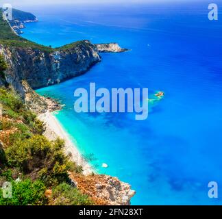 Grèce incroyable - mer turquoise et belle nature. Île Ionienne de Lefkada Banque D'Images