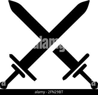 Symbole d'épées croisées. Modèle de logo de thème War and duel. Icône bataille, combat et conflit. Pictogramme armes et sabre. Illustration vectorielle. Illustration de Vecteur