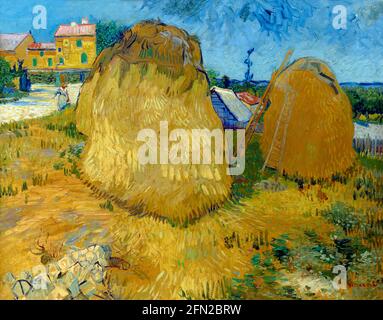 Piles de blé en Provence, Vincent van Gogh, 1888 ans, Musée Kroller-Muller, Parc national Hoge Veluwe, Otterlo, pays-Bas, Europe Banque D'Images