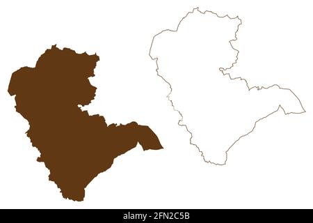 District de Gutersloh (République fédérale d'Allemagne, État de Rhénanie-du-Nord-Westphalie, région de NRW, région de Detmold) carte illustration vectorielle, scribble sketch Guters Illustration de Vecteur