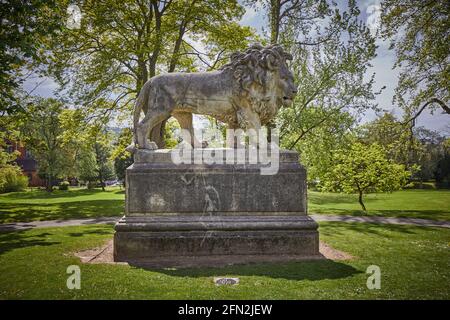 Lion Monument, The Arboretum Park, Lincoln, Lincolnshire, Royaume-Uni Statue du lion. 1872. Par Austin & Seeley. Présenté par FJ Clarke. Figure de composition, lar Banque D'Images