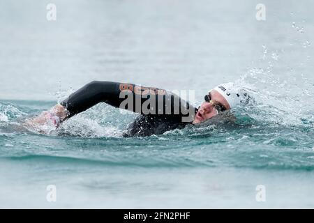 Budapest, Hongrie. 13 mai 2021. BUDAPEST, HONGRIE - MAI 13: Kristof Rasovszky de Hongrie en compétition dans les Mens 10km pendant les Championnats européens de l'AQUESE LEN natation en eau libre au lac Lupa le 13 mai 2021 à Budapest, Hongrie (photo par Andre Weening/Orange Pictures) crédit: Orange pics BV/Alay Live News Banque D'Images