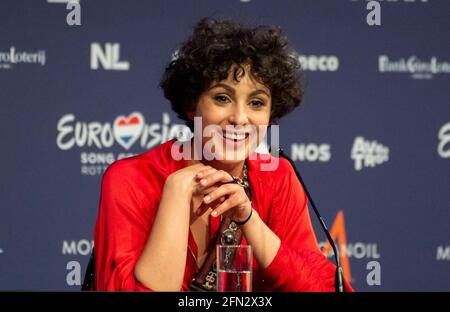 Rotterdam, pays-Bas. 13 mai 2021. Barbara Pravi, représentant de la France, qui donne une conférence de presse au concours Eurovision 2021. Crédit : Nearchos/Alamy Live News Banque D'Images