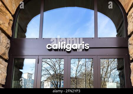 Logo de la boutique de meubles Calligaris à Munich, Allemagne Banque D'Images