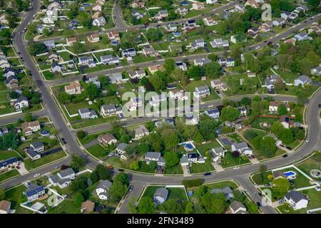 Vue aérienne du quartier de banlieue, Pennsylvanie, États-Unis Banque D'Images