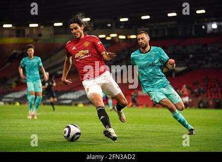 Edinson Cavani de Manchester United en action lors du match de la Premier League à Old Trafford, Manchester. Date de la photo: Jeudi 13 mai 2021. Banque D'Images