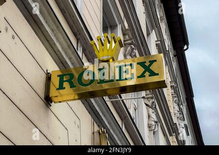 Panneau du magasin Rolex dans le centre-ville de Munich Banque D'Images