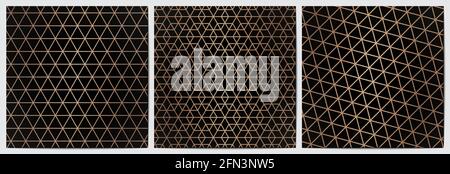 Ensemble de motifs géométriques abstraits sans couture avec lignes dorées.Luxe de Fond noir en forme de triangle et de polygone.Design pour papier peint décoratif Illustration de Vecteur