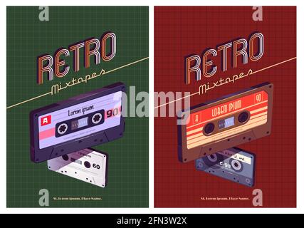 Affiche De Dessin Animé De Mixtapes Rétro Avec Cassettes Audio Boule Disco  Et Piste De Danse