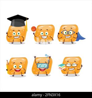 Élève d'école de bonbons bonbons bonbon orange personnage de dessin animé avec diverses expressions. Illustration vectorielle Illustration de Vecteur