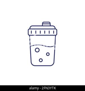 Agitateur avec protéines, icône de la ligne de nutrition sportive Illustration de Vecteur