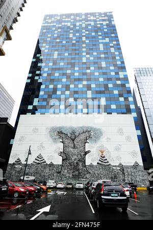 Le cœur de la fresque de Dieu par Andrew Schoultz dans Bonifacio Global City dans le Grand Manille, aux Philippines. Banque D'Images