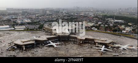 Vue aérienne de l'aéroport international Ninoy Aquino, Manille, Philippines. Banque D'Images