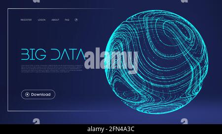 Illustration numérique Data Protect. Champ d'énergie de sphère abstrait. Barrière technologique sur fond bleu. Vecteur de sécurité des données de flux d'onde. Bouclier sphérique bleu Illustration de Vecteur