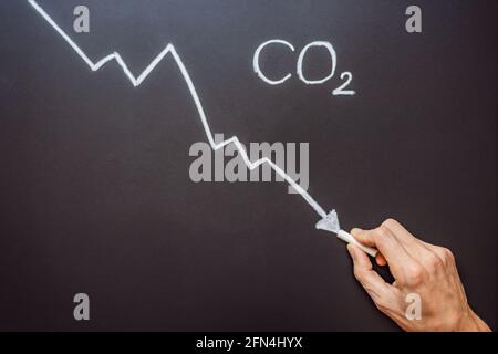 Réduction des niveaux de CO2. Graphique de la baisse des niveaux de dioxyde de carbone Banque D'Images