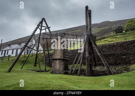 L'ancien moteur de faisceau à Wanlockhead dans les collines de plomb. Il a été utilisé dans une ancienne mine de plomb pour retirer l'eau de la mine. Banque D'Images