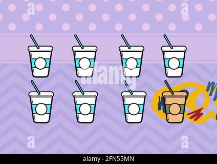 Composition de cocktails d'été sur fond violet à motifs Banque D'Images