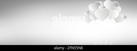 Composition de coeurs blancs avec espace de copie sur fond gris Banque D'Images