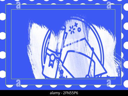 Composition du chapeau de graduation et du certificat dans le cadre bleu arrière-plan Banque D'Images