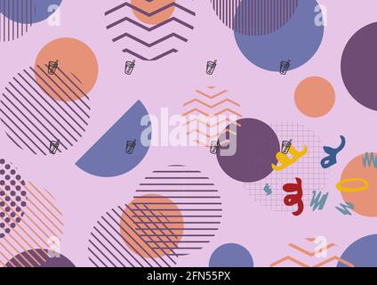 Composition de cocktails d'été sur fond violet à motifs Banque D'Images