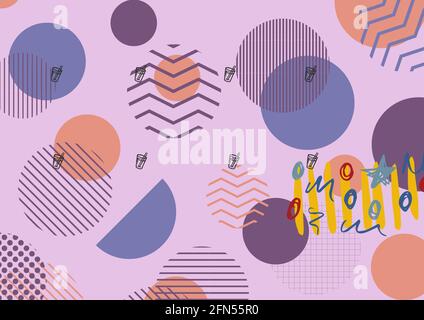 Composition de cocktails d'été sur fond violet à motifs rayés Banque D'Images