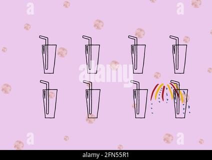 Composition de cocktails d'été sur fond violet à motifs Banque D'Images