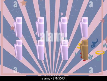 Composition de cocktails d'été sur fond bleu et violet rayé Banque D'Images