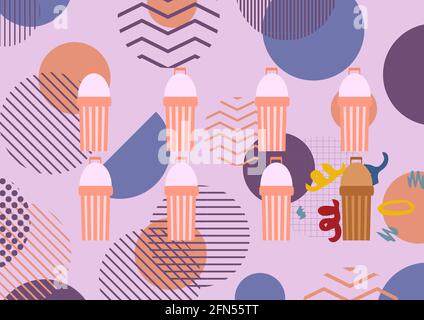 Composition de cocktails d'été sur fond violet à motifs Banque D'Images